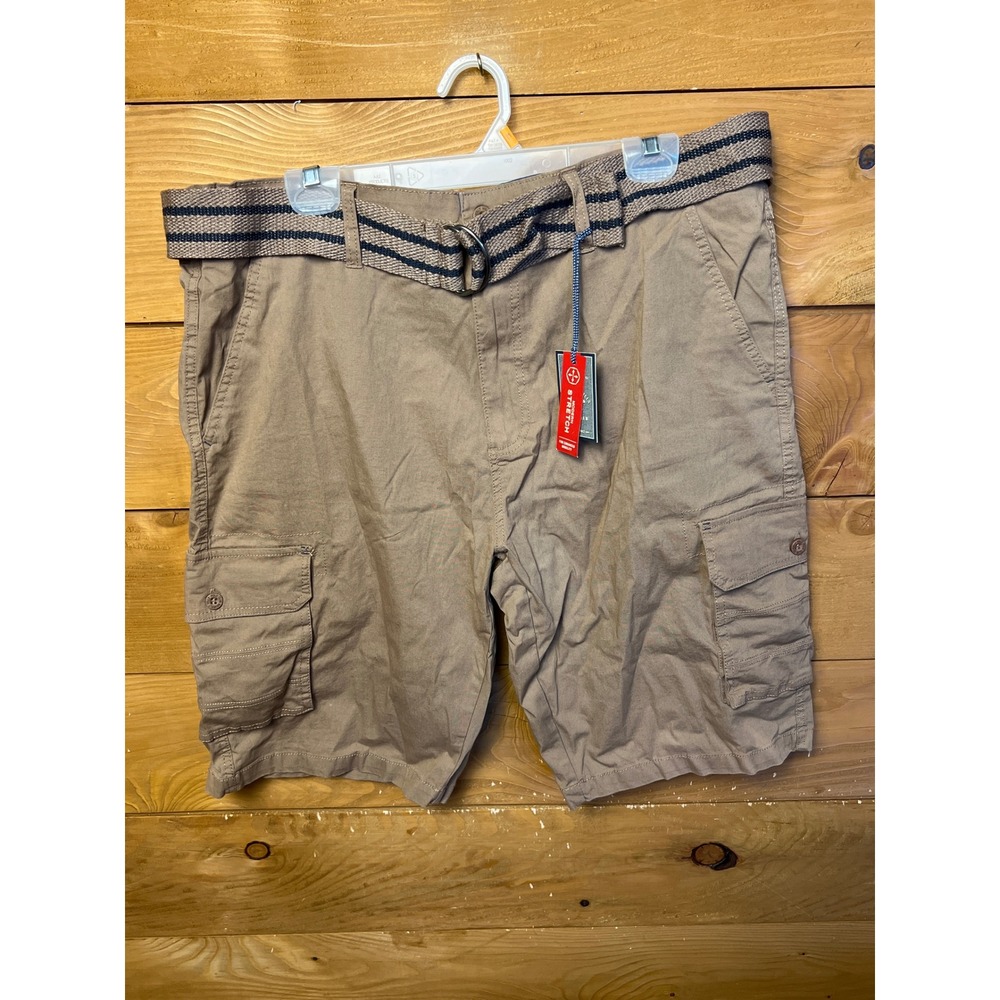 Beverly Hills Polo Club Men Khaki Cargo Shorts Belt Modrn Stretch 40 Utility NEW